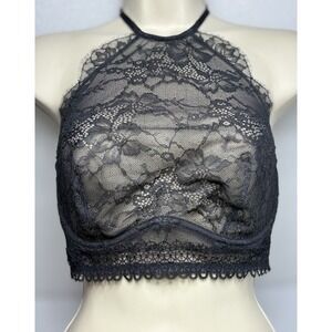 34DD Black‎ Victoria's Secret Very Sexy Halter Lace Bra Bralette High Neck Wire